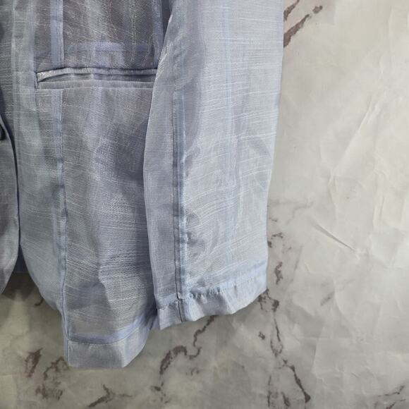 Anthropologie Blazer Womens Medium Blue Periwinkle Sheer Formal Jacket Dolan - Picture 4 of 13